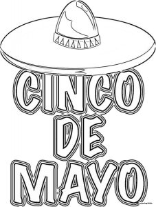 Cinco de Mayo Coloring Page with Large Sombrero and Bold Text