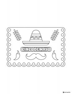 Cinco de Mayo Poster Coloring Page with Hat and Peppers