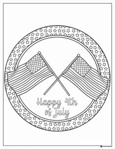 Crossed American Flags 4th of July Coloring Page
