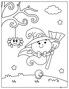 Cute Scarecrow Monster Coloring Page with Pumpkin Hands