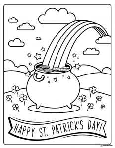 Dinosaur Leprechaun Coloring Page on Rainbow Cloud