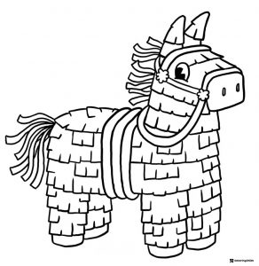Donkey Pinata Coloring Page with Fringed Paper Details