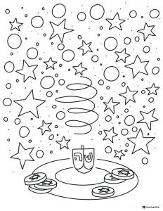 Dreidel Pattern Coloring Sheet with Hebrew Letters