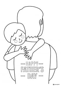 Fathers Day Coloring Page with Hugging Child from Behind