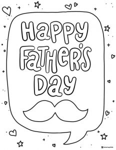 Fathers Day Coloring Page with Mustache and Heart Details