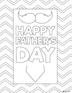Fathers Day Coloring Page with Mustache and Tie Design