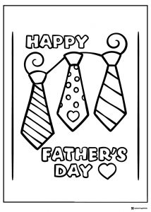 Fathers Day Coloring Page with Three Hanging Ties