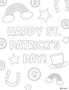 Festive St. Patricks Day Coloring Page with Icons