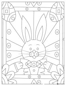 Geometric Easter Bunny Coloring Page with Bold Patterns