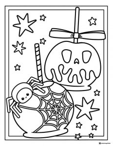 Halloween Collage Coloring Page with Bat Witch and Ghost