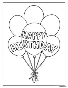 Happy Birthday Balloon Cluster Coloring Sheet for Kids