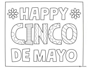 Happy Cinco de Mayo Coloring Sheet with Decorative Letters