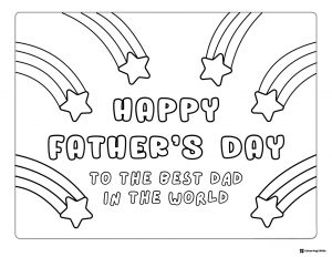 Happy Fathers Day Coloring Page with Shooting Star Designs