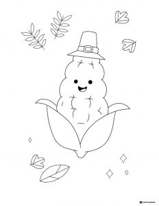 Happy Harvest Turkey Coloring Page with Pumpkins and Leaves