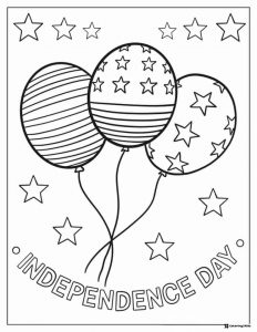Independence Day Balloons Coloring Page with Stars
