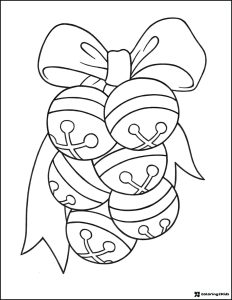 Jingle Bell Cluster Coloring Page with Ribbon and Stripes
