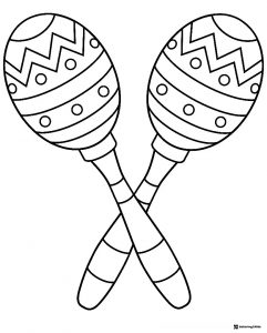 Maracas Coloring Sheet with Bold Decorative Patterns