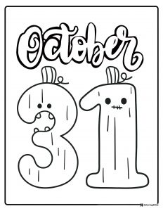 October 31 Coloring Page with Cute Pumpkin Numbers