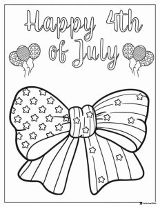Patriotic Bow Coloring Page with Stars and Balloons