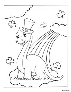 Pot of Gold Coloring Page with Rainbow and Shamrock Field