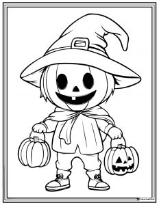 Pumpkin Trick or Treater Coloring Page