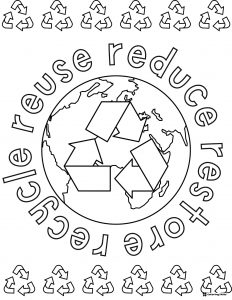 Recycle Symbol Earth Day Page with Restore and Reuse Message