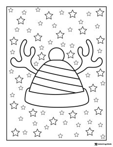 Reindeer Hat Coloring Page with Stars and Stripes