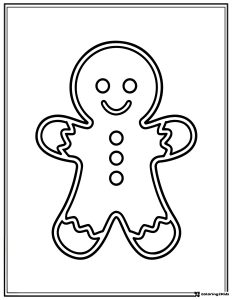 Simple Gingerbread Man Coloring Page with Icing Trim