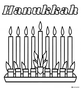 Simple Hanukkah Menorah Coloring Page with Nine Candles