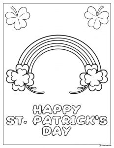 Simple Rainbow and Shamrocks Coloring Page with Festive Text