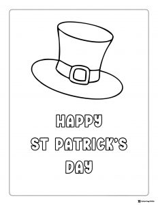 Simple St. Patricks Day Hat Coloring Sheet with Text