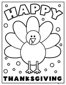 Simple Turkey Coloring Page with Large Tail Feathers