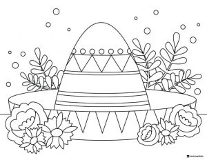 Sombrero Coloring Sheet with Flowers and Leafy Decorations