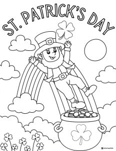 St. Patricks Day Leprechaun Sliding into Pot of Gold