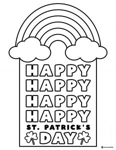 Stacked Happy St. Patricks Day Coloring Page with Rainbow
