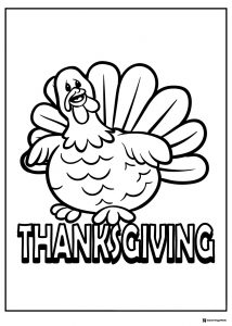 Thanksgiving Turkey Coloring Page with Bold Lettering