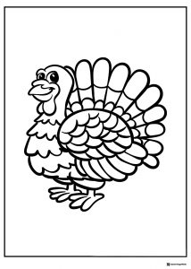 Thanksgiving Turkey Coloring Sheet with Bold Lettering