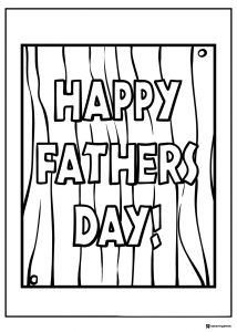 Wooden Sign Fathers Day Coloring Sheet with Bold Text