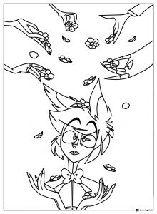 Alastor Coloring Page with Hands Dropping Flowers