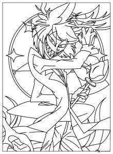 Alastor Coloring Page with Microphone Staff