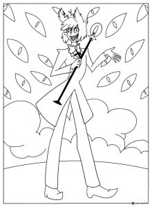 Alastor with Staff and Eyes Coloring Page
