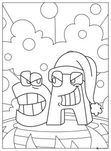 Alphabet Lore C and A Coloring Sheet with clouds