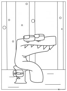 Alphabet Lore F Coloring Page with bubbles