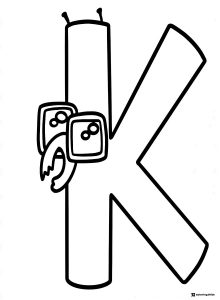 Alphabet Lore K with Antennae Coloring Page