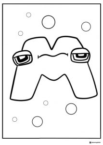 Alphabet Lore M Coloring Sheet with bubbles