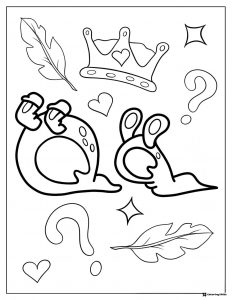 Alphabet Lore Q Coloring Sheet with crown and feathers