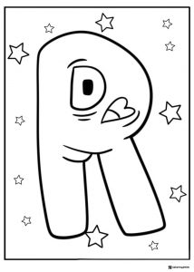 Alphabet Lore R Coloring Page with stars