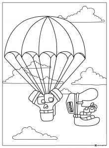 Alphabet Lore V and W Parachuting Coloring Page