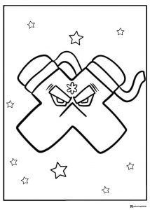 Alphabet Lore X Coloring Sheet with stars