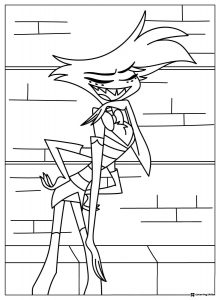 Angel Dust Coloring Page Posing Against Brick Wall